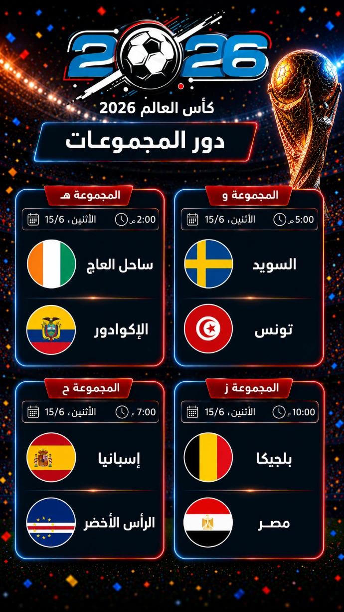 مباريات كأس العالم 15‏ يونيو 2026