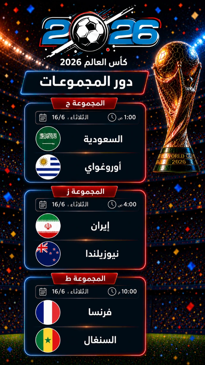 مباريات كأس العالم 16‏ يونيو 2026