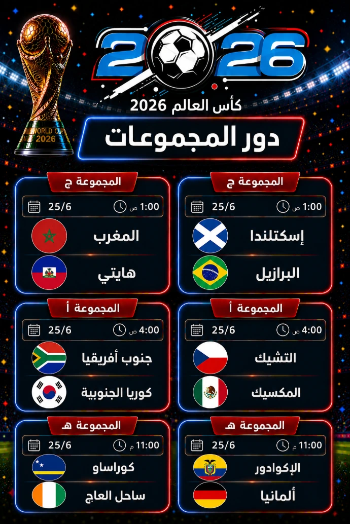مباريات كأس العالم 25‏ يونيو 2026